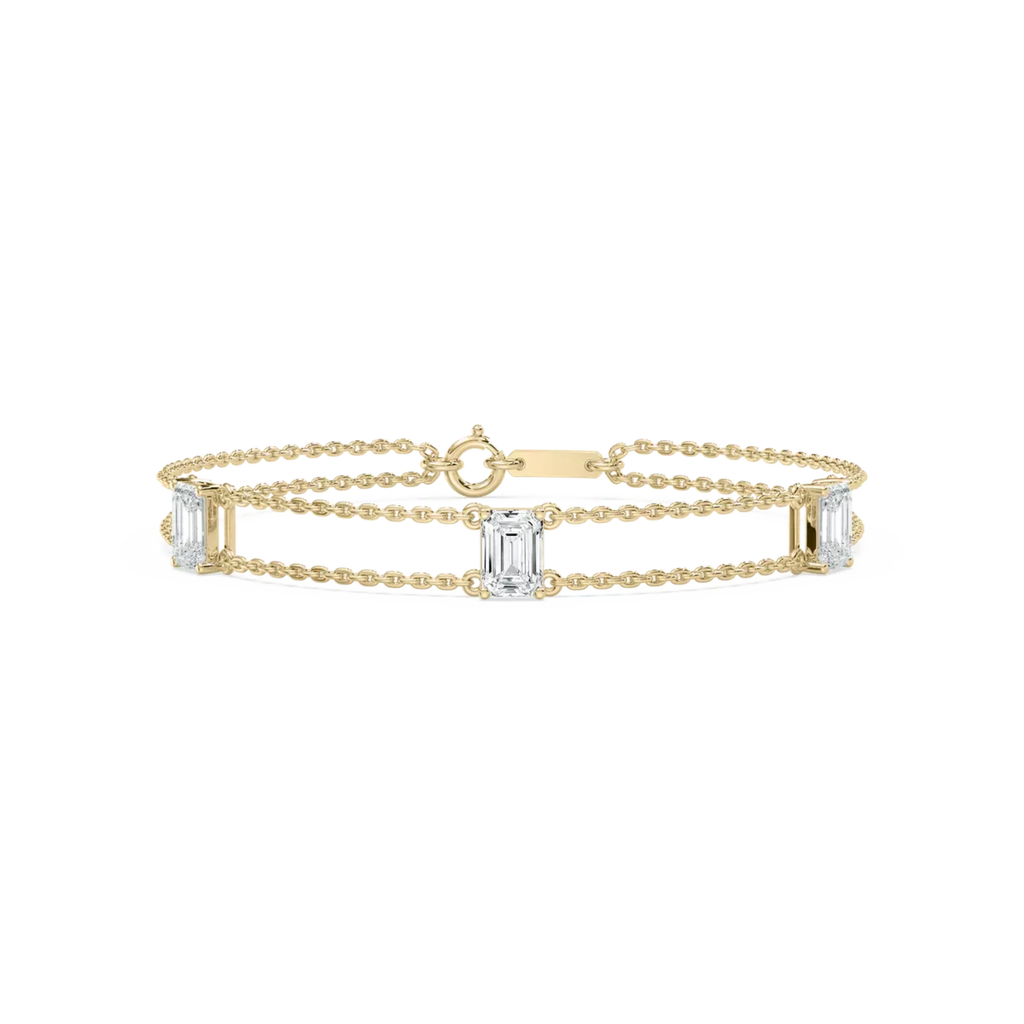 Baguette Cut CVD Diamond Bracelet – 925 Silver
