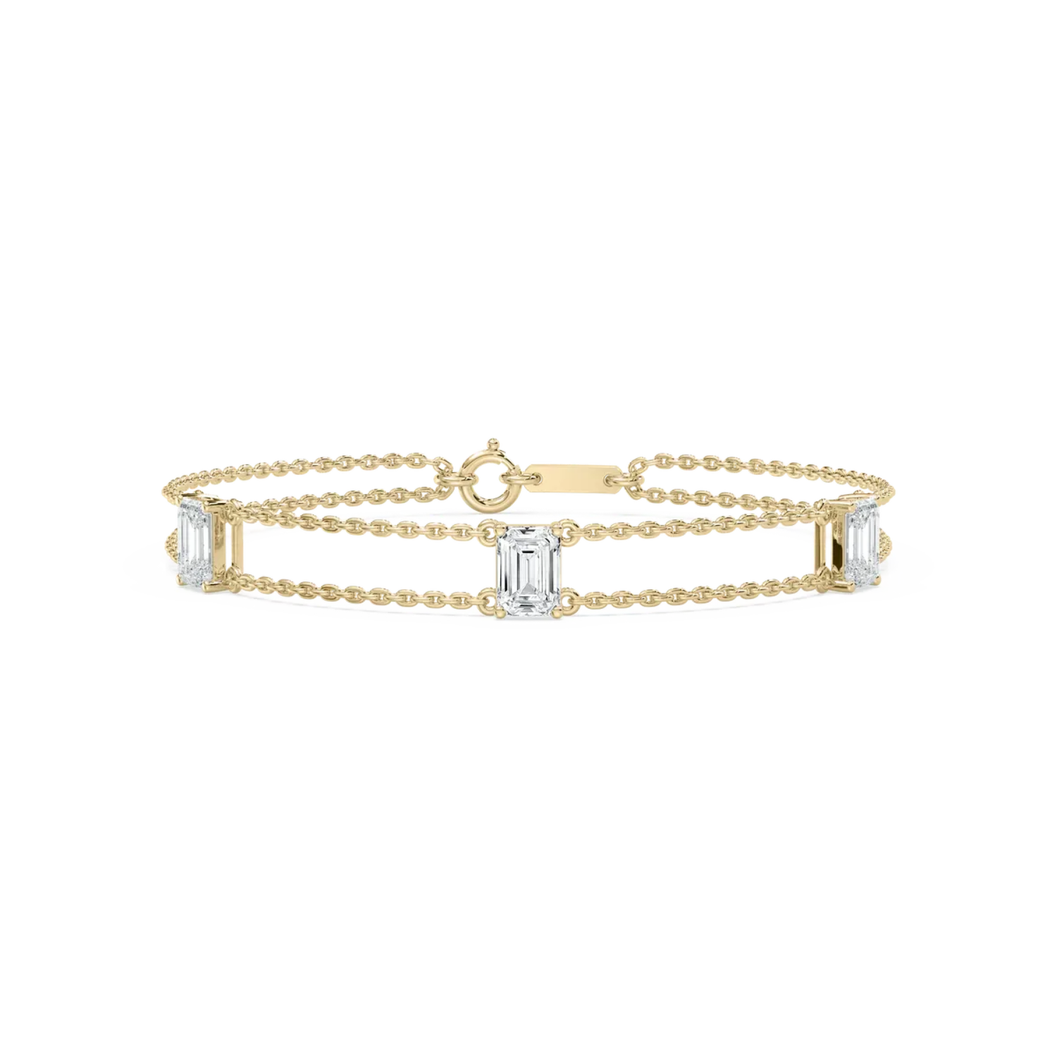 Baguette Cut CVD Diamond Bracelet – 925 Silver