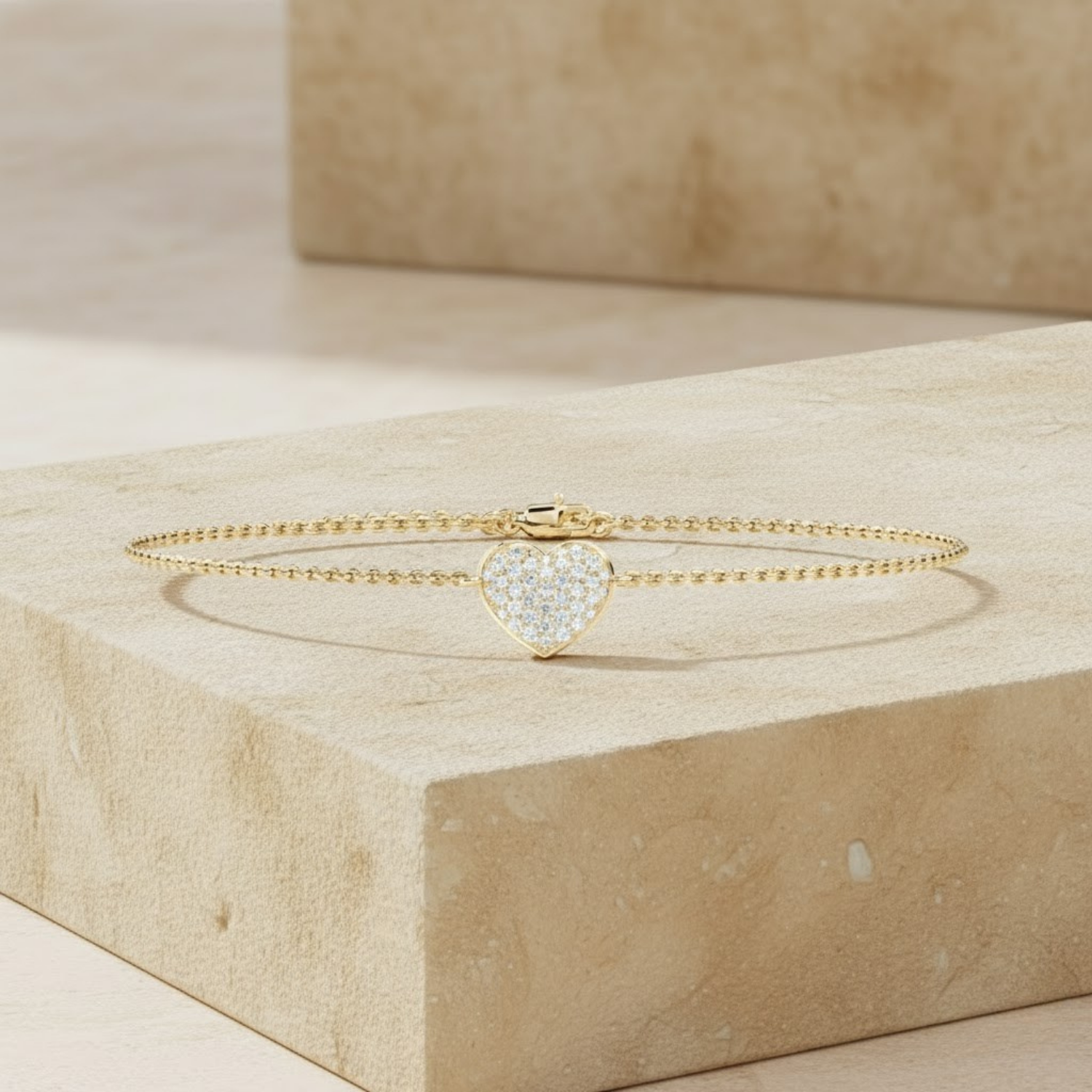 Adjustable Heart CVD Diamond Bracelet – 925 Silver