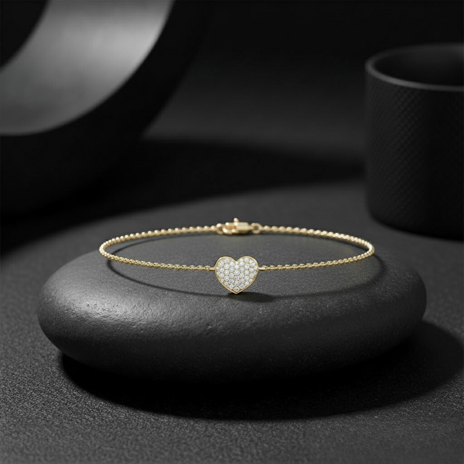 Adjustable Heart CVD Diamond Bracelet – 925 Silver