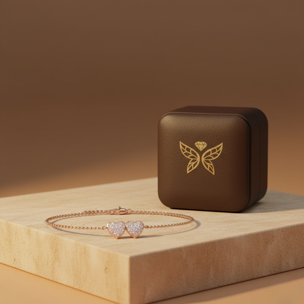 Floral Double Heart CVD Diamond Bracelet – 925 Silver