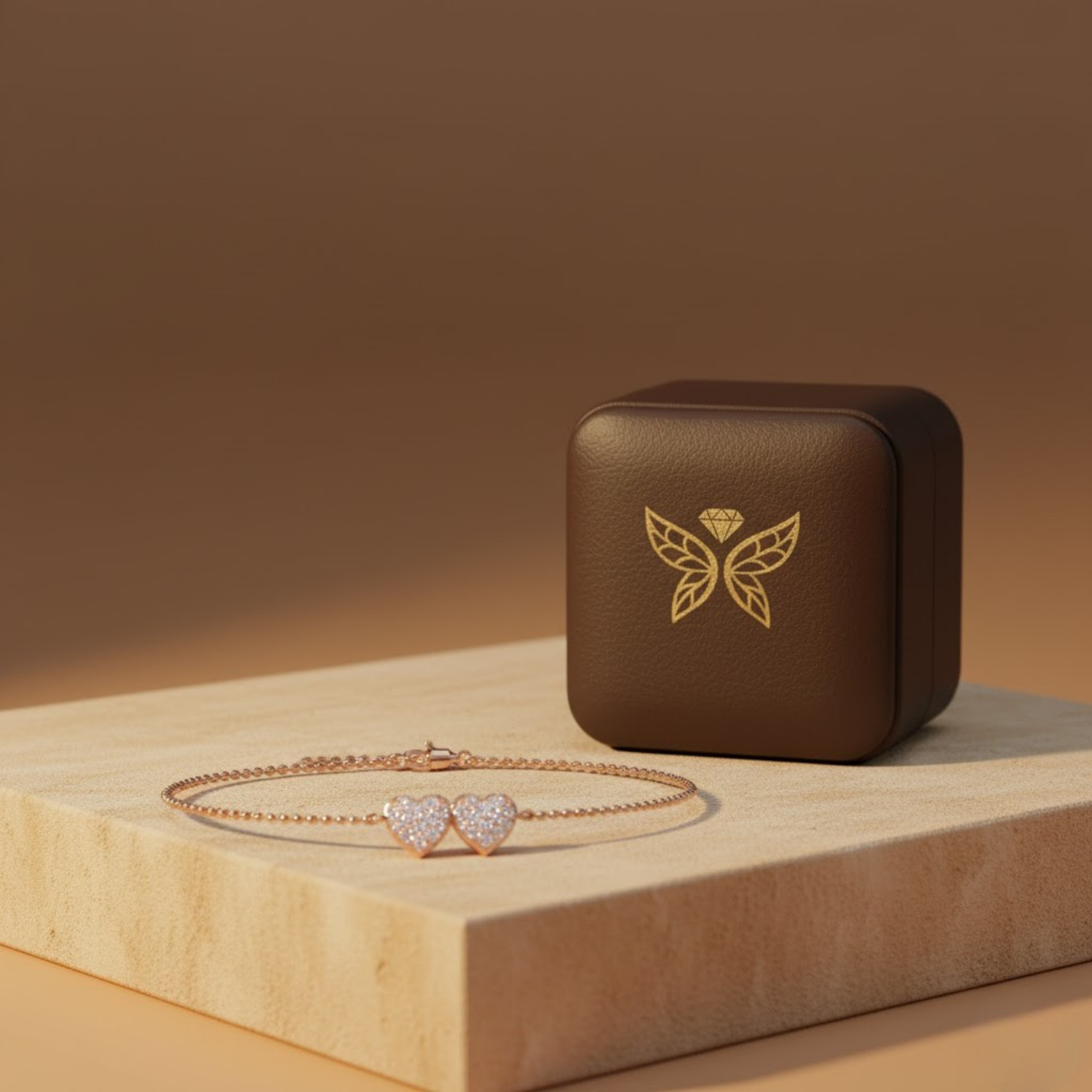 Floral Double Heart CVD Diamond Bracelet – 925 Silver