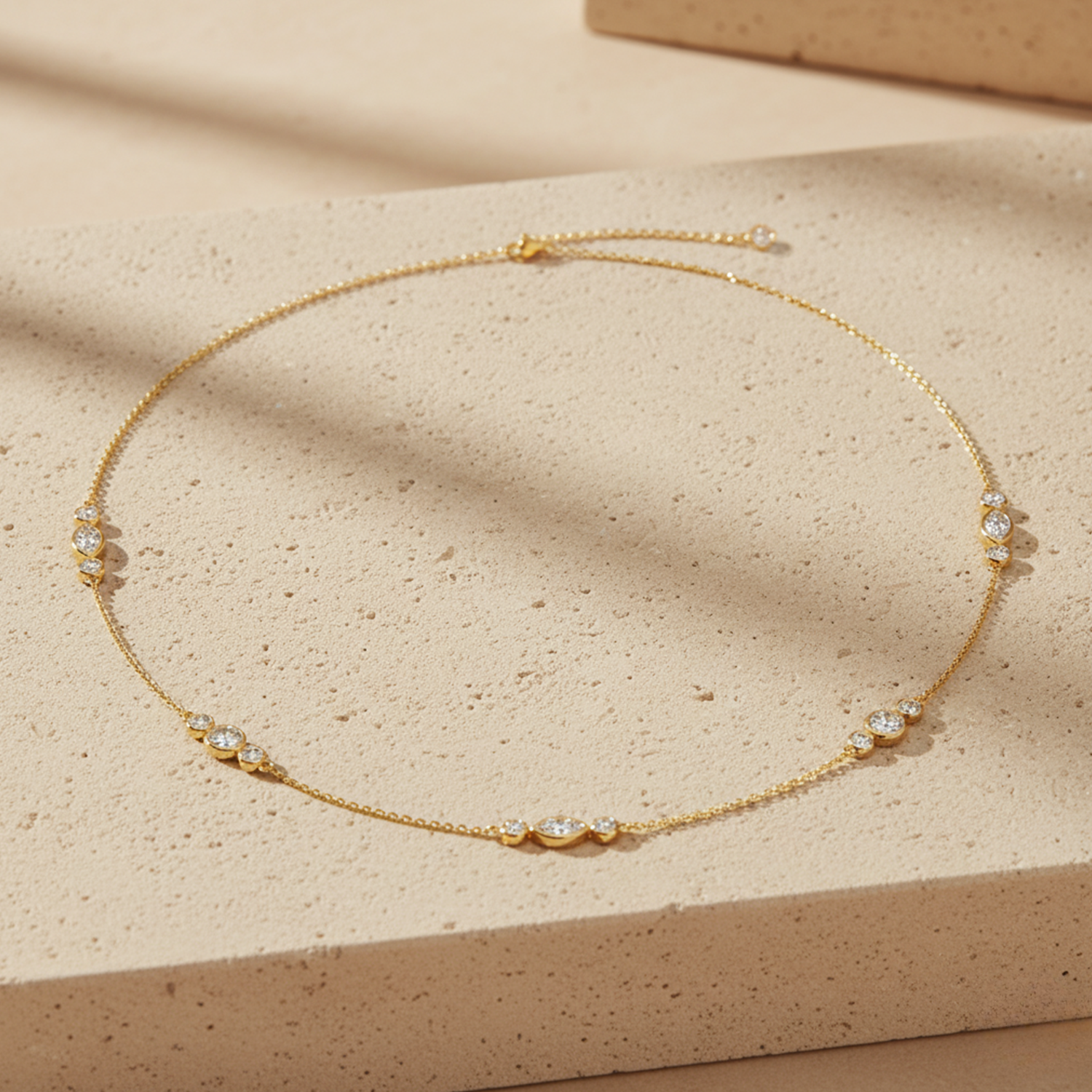 Marquise & Round CVD Diamond Necklace – 925 Silver