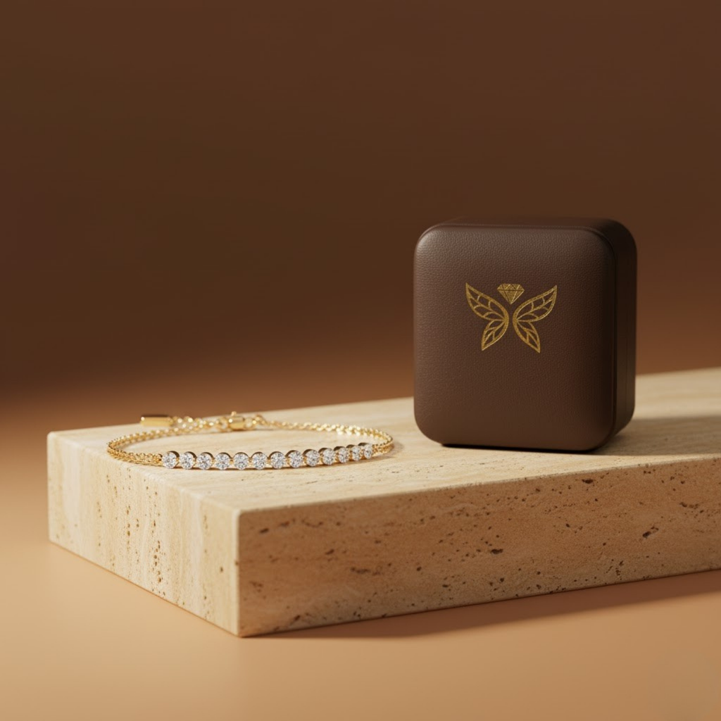 Round Cut CVD Diamond Bracelet – 925 Silver