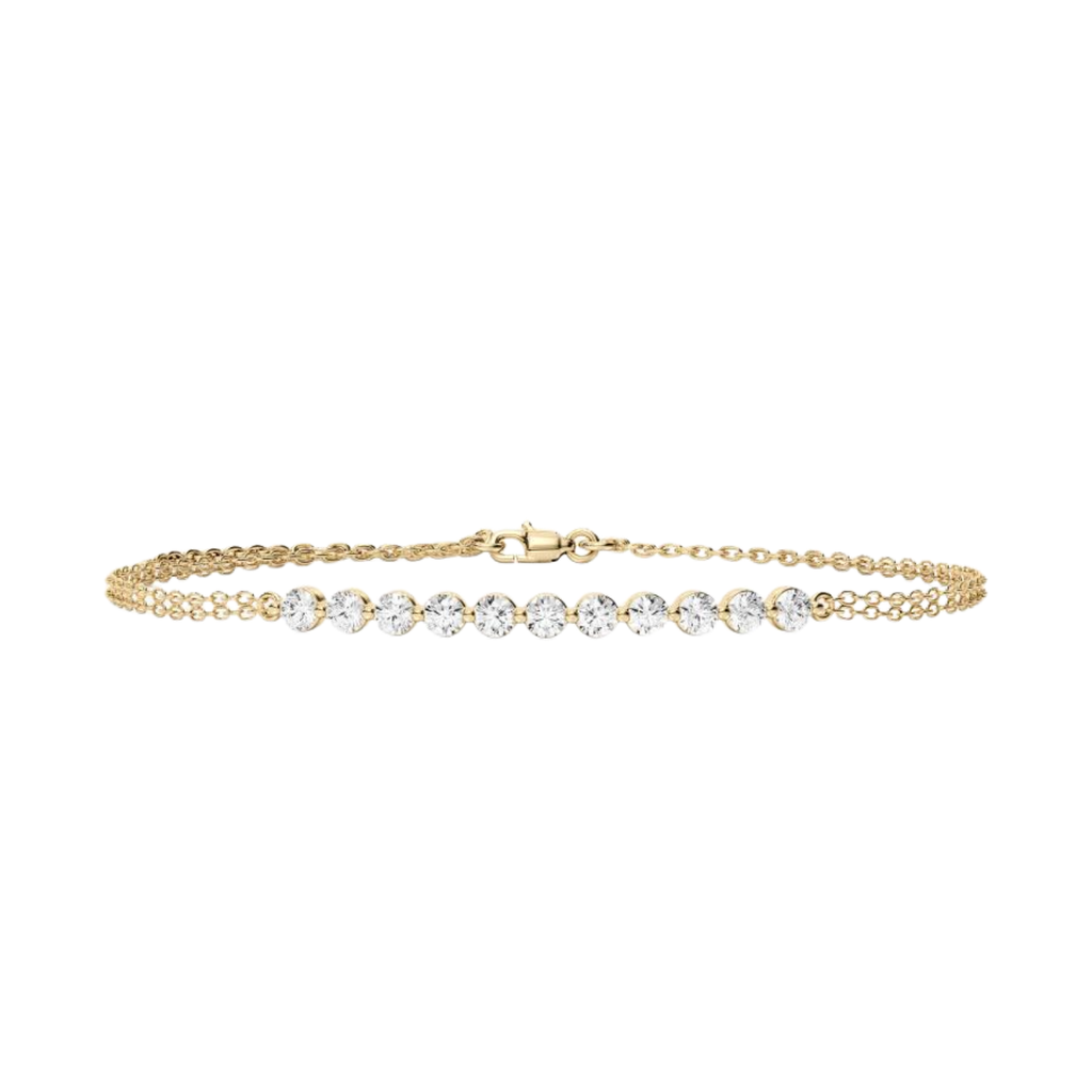 Round Cut CVD Diamond Bracelet – 925 Silver