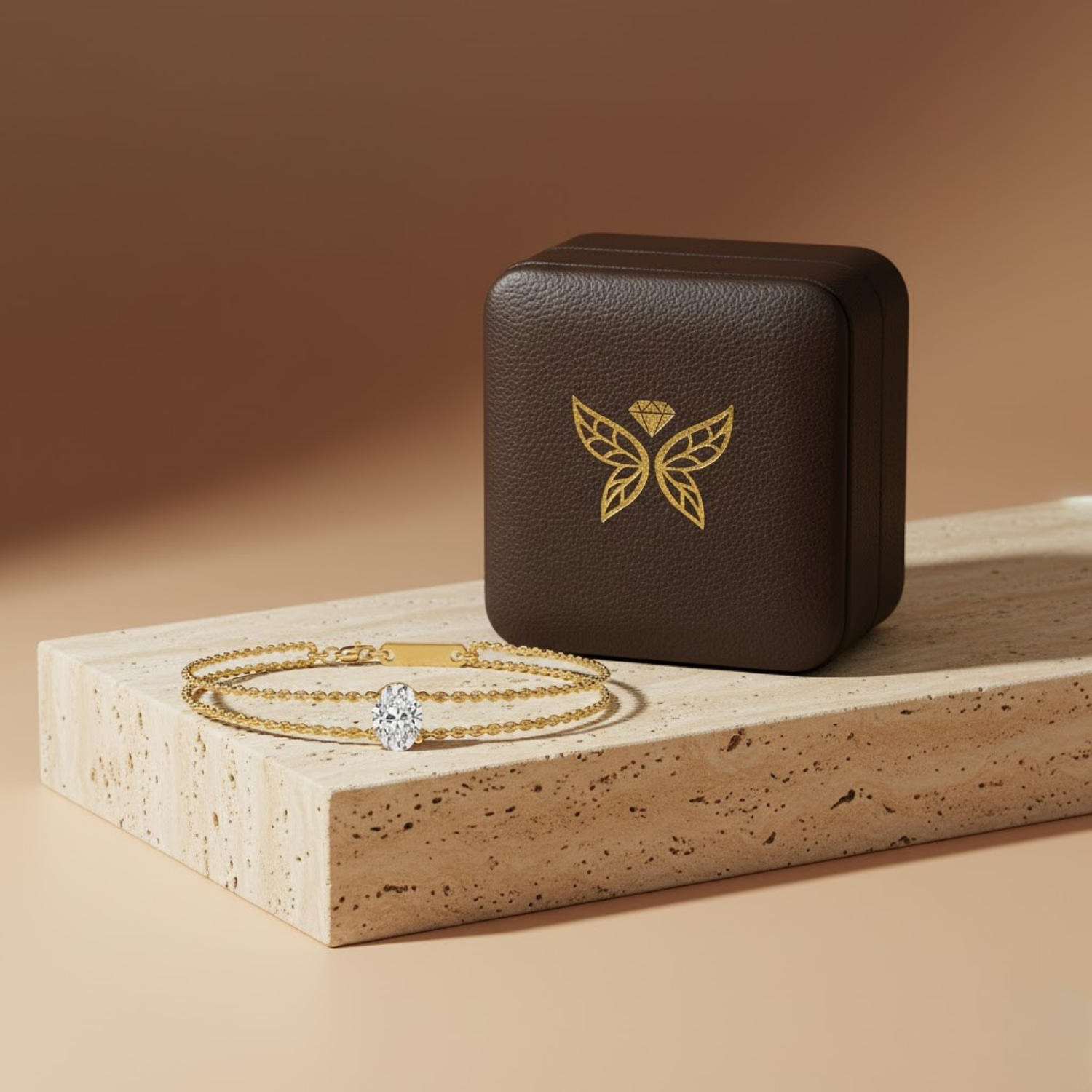 Oval Solitaire Double Chain Bracelet – 925 Silver