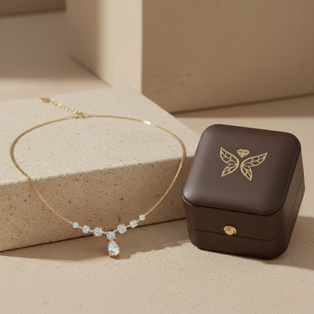 Pear Drop CVD Diamond Necklace – 925 Silver