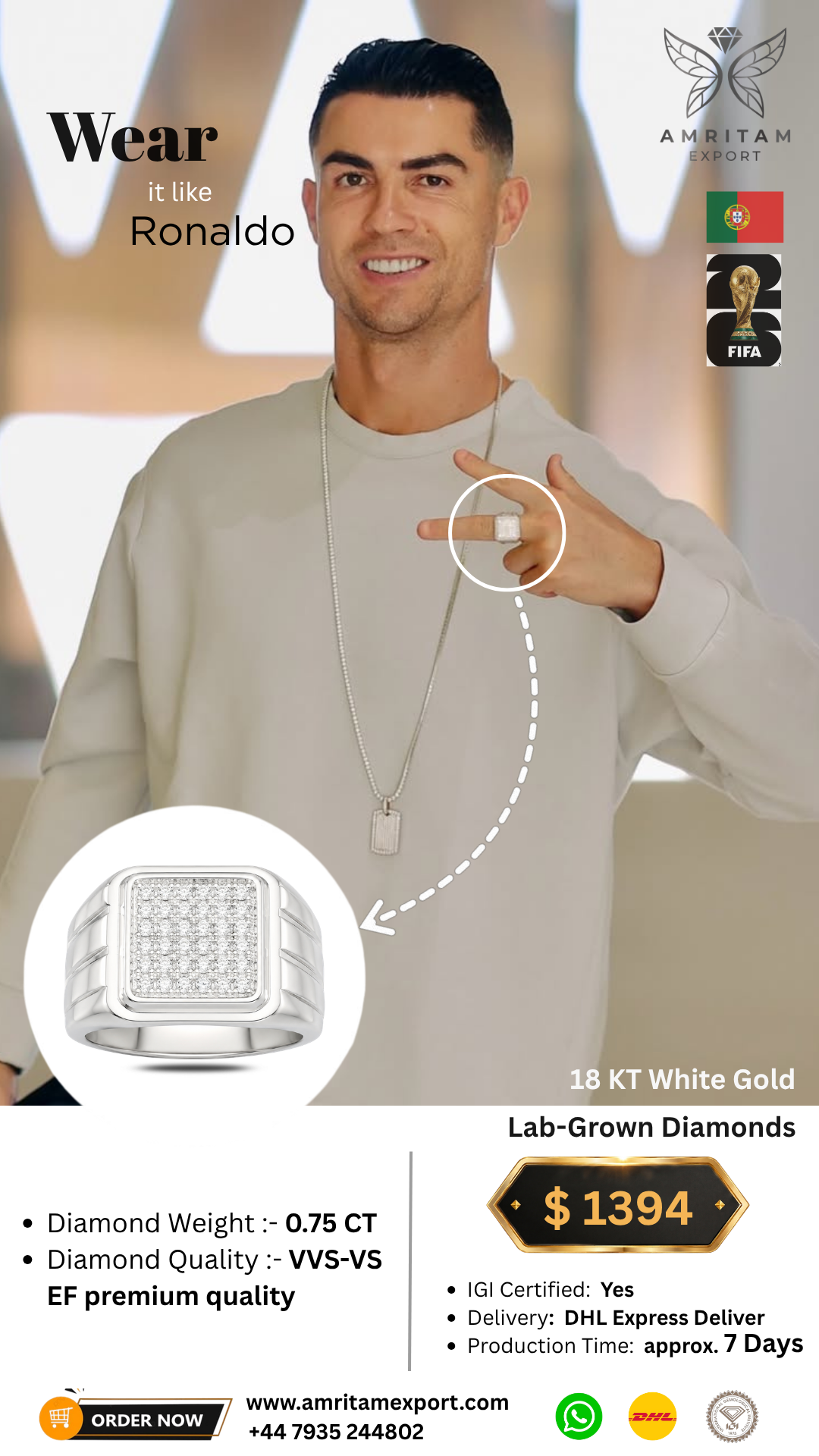 Diamond Square Signet Ring