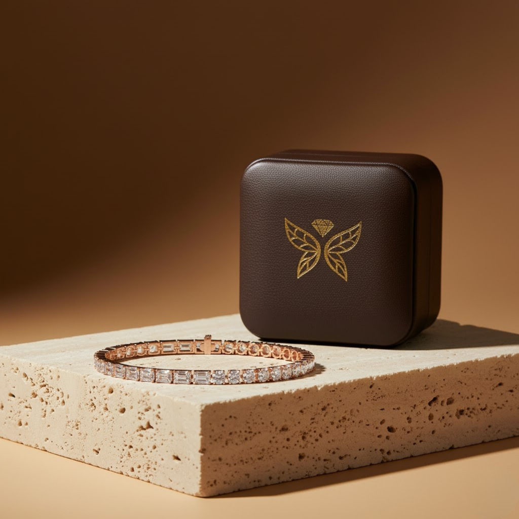 Emerald & Round Cut Tennis Bracelet – 925 Silver