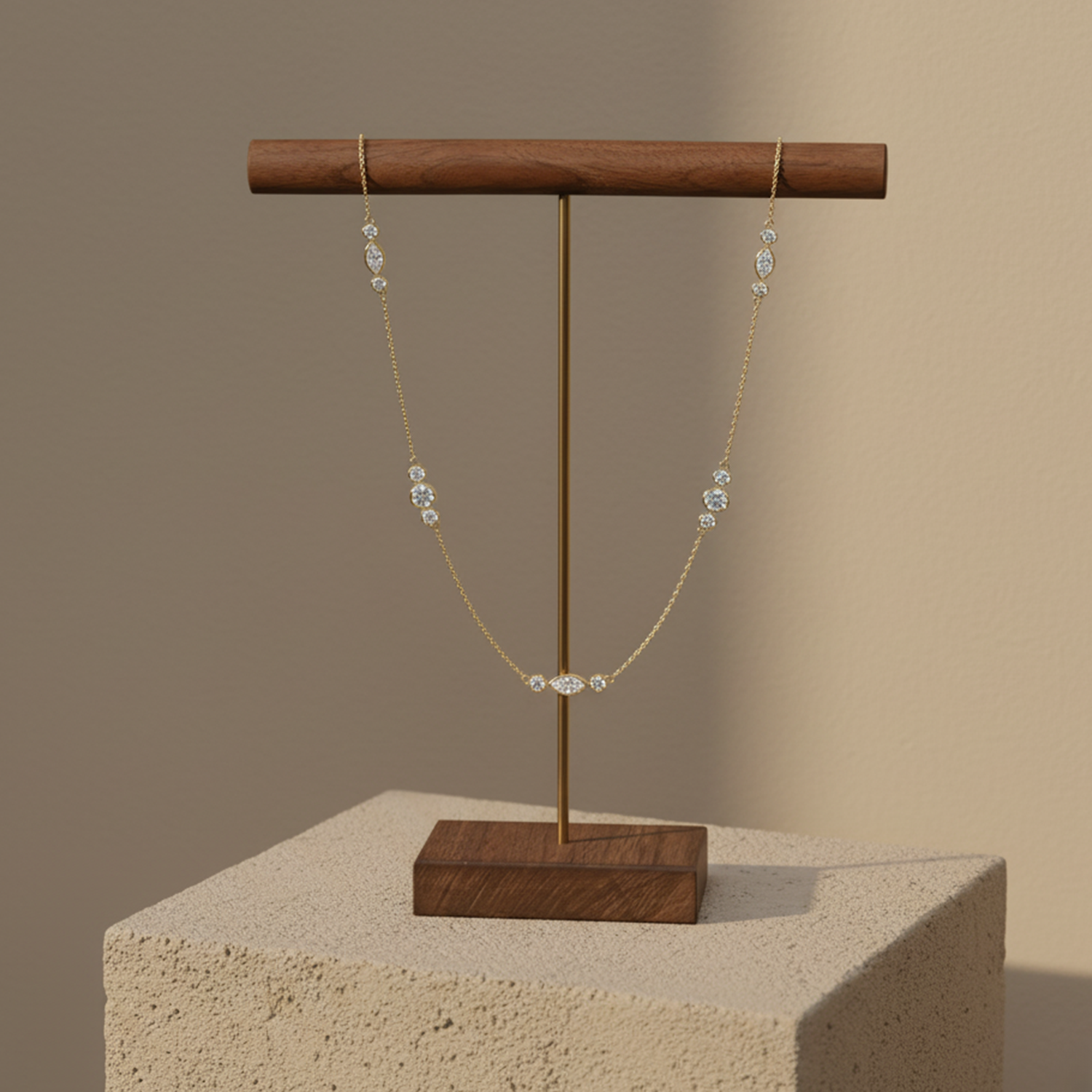 Marquise & Round CVD Diamond Necklace – 925 Silver