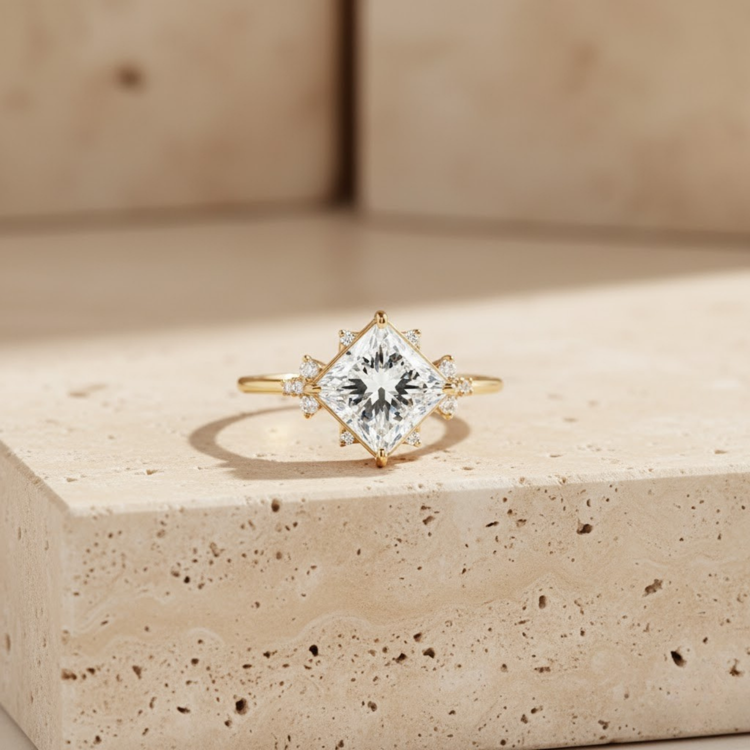 Princess Cut Solitaire CVD Diamond Ring – 925 Silver Engagement Ring