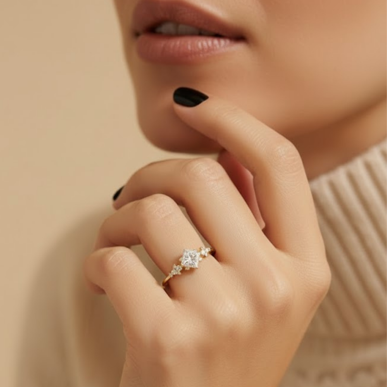 Princess Cut Solitaire CVD Diamond Ring – 925 Silver Engagement Ring