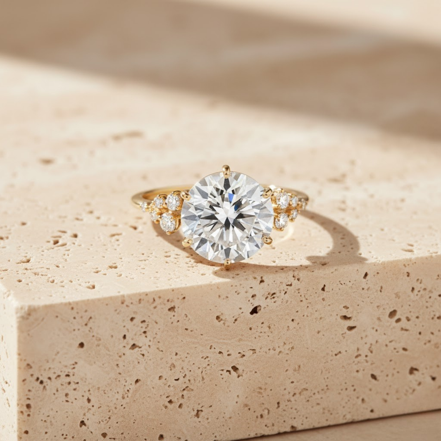 Round Solitaire CVD Diamond Ring – 925 Silver Engagement Ring