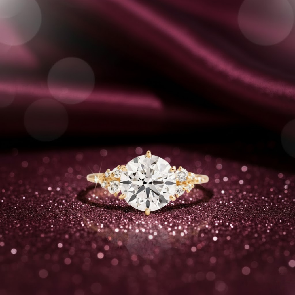 Round Solitaire CVD Diamond Ring – 925 Silver Engagement Ring