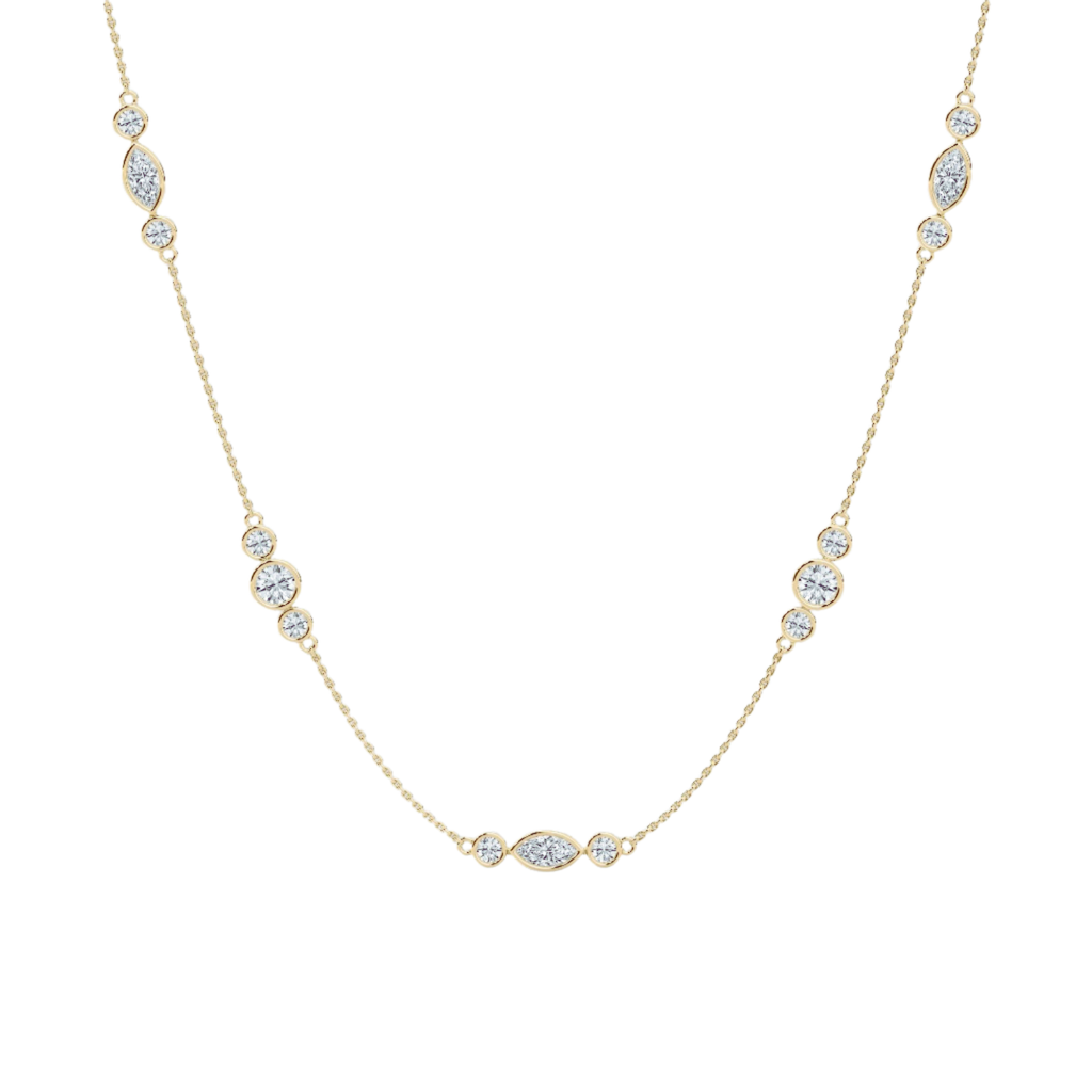 Marquise & Round CVD Diamond Necklace – 925 Silver