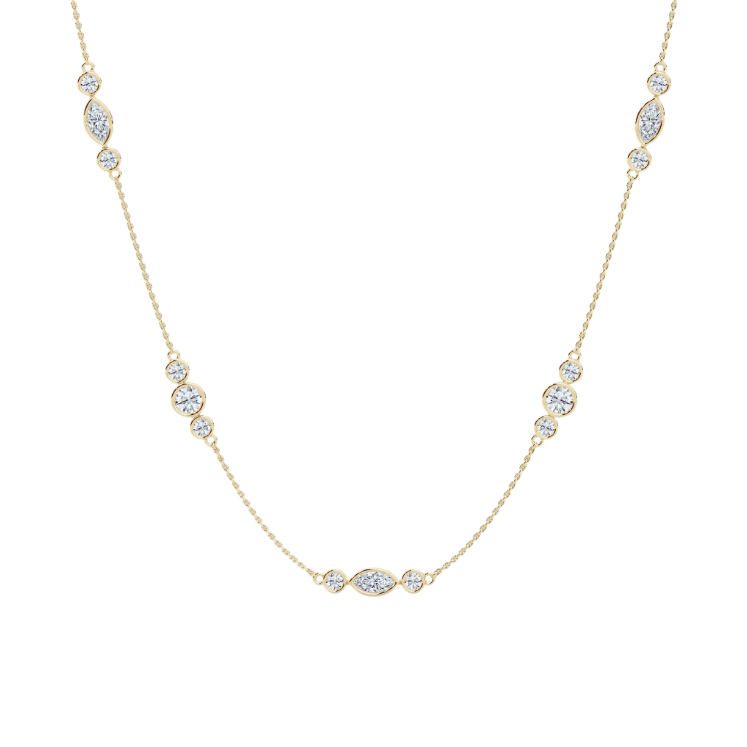 Marquise & Round CVD Diamond Necklace – 925 Silver