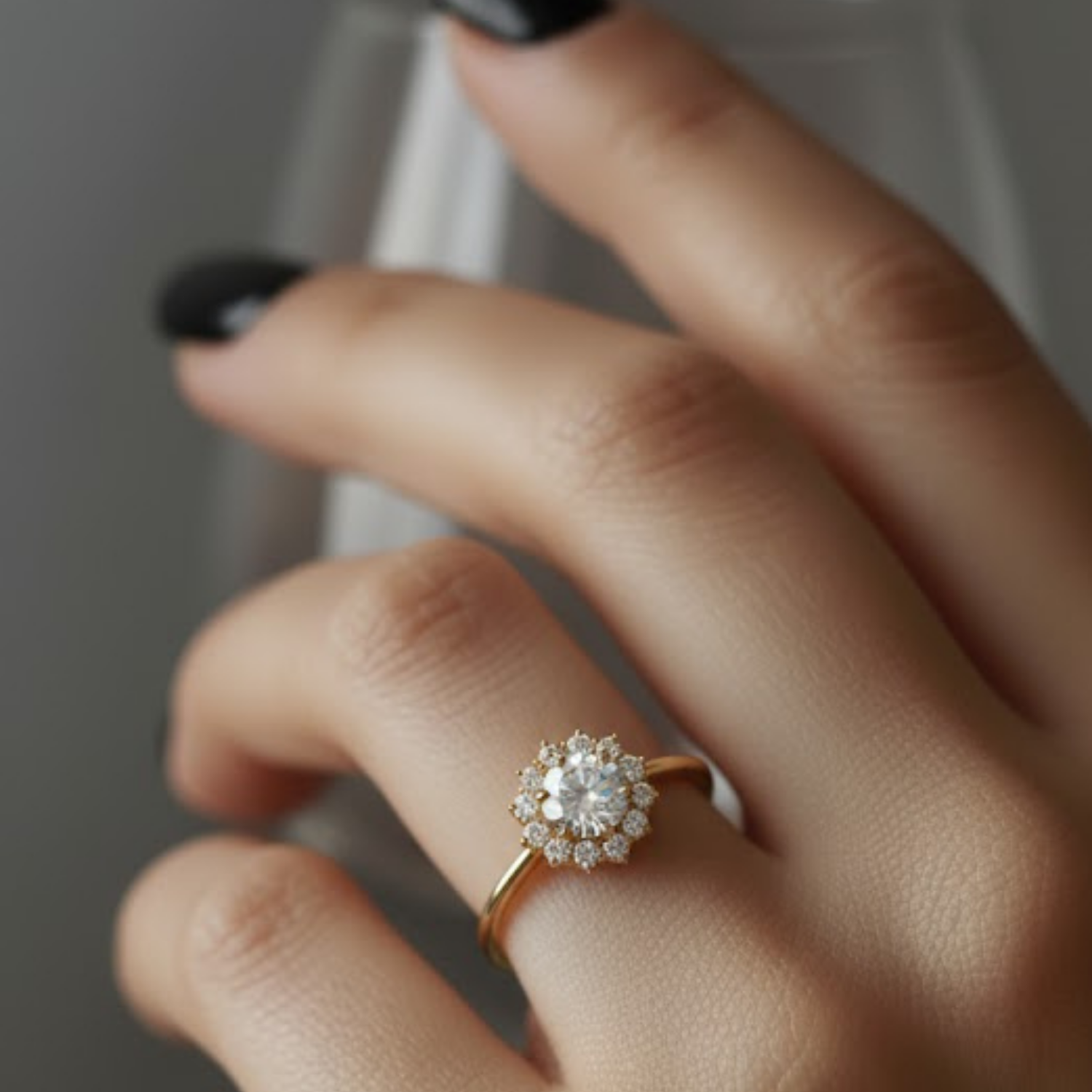 Halo Round Cut CVD Diamond Ring – 925 Silver