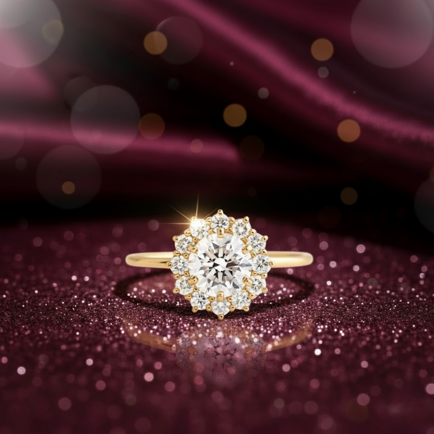 Halo Round Cut CVD Diamond Ring – 925 Silver