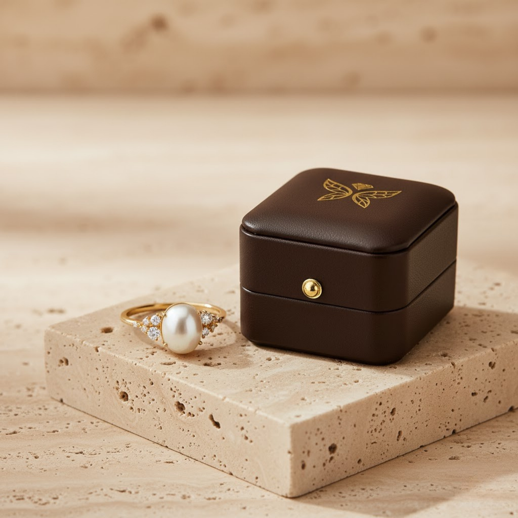 Pearl Diamond Ring – 925 Silver Minimal Elegant Jewelry