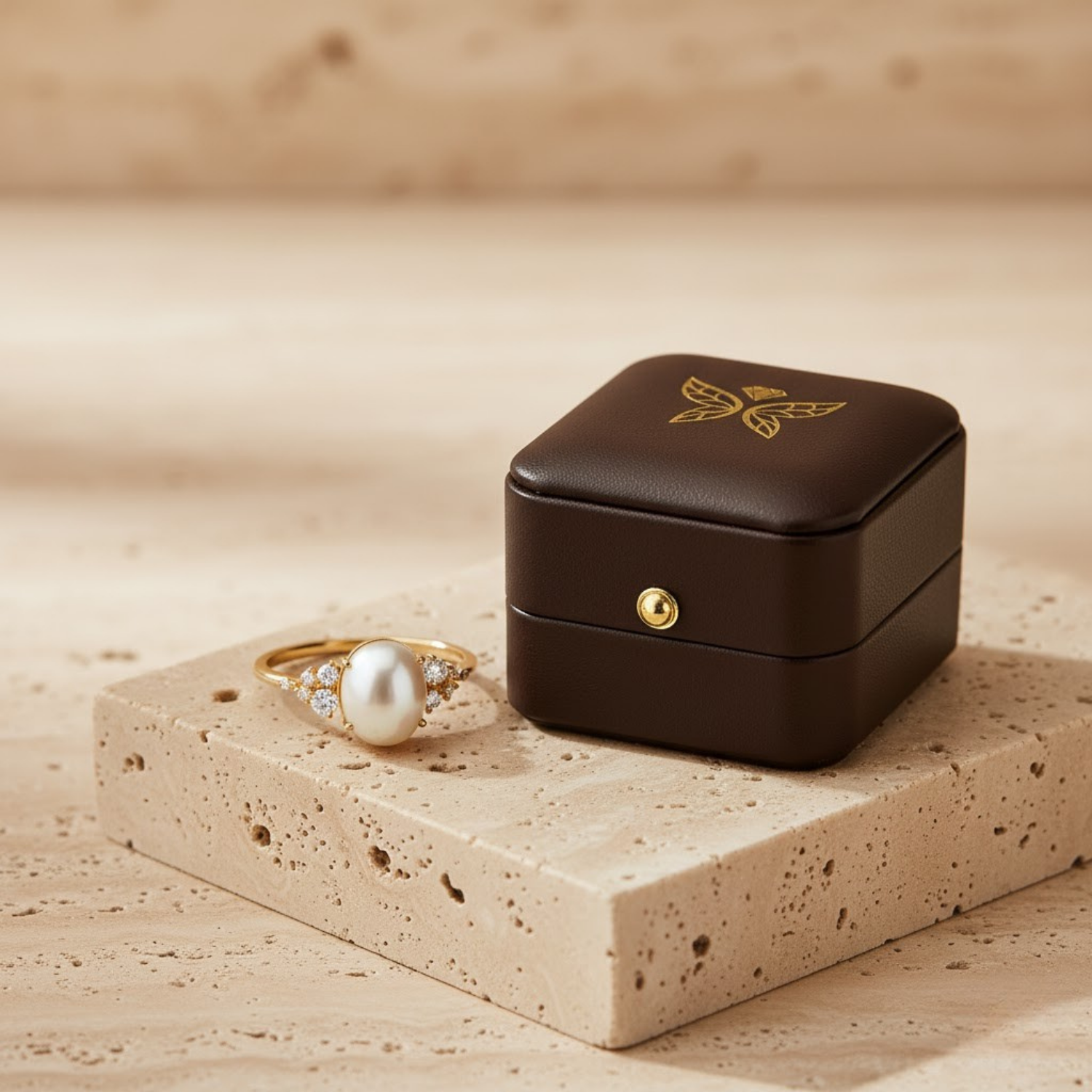 Pearl Diamond Ring – 925 Silver Minimal Elegant Jewelry