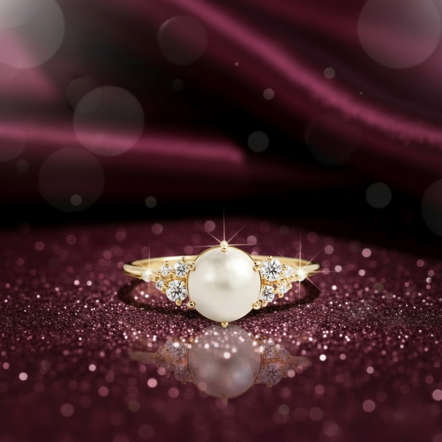 Pearl Diamond Ring – 925 Silver Minimal Elegant Jewelry