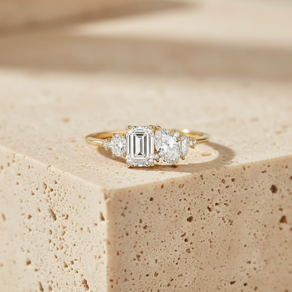 Toi et Moi Diamond Ring – 925 Silver Minimalist Bridal Jewelry