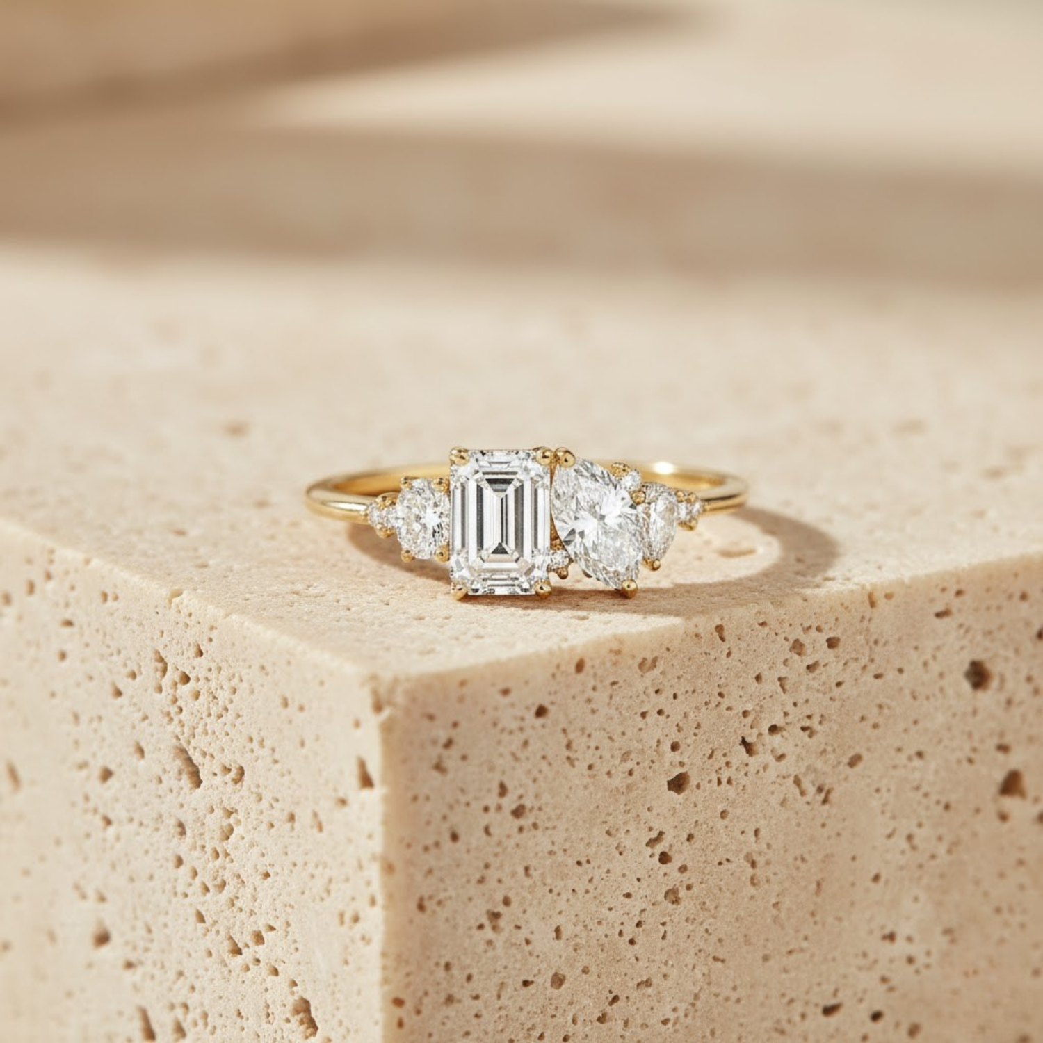 Toi et Moi Diamond Ring – 925 Silver Minimalist Bridal Jewelry