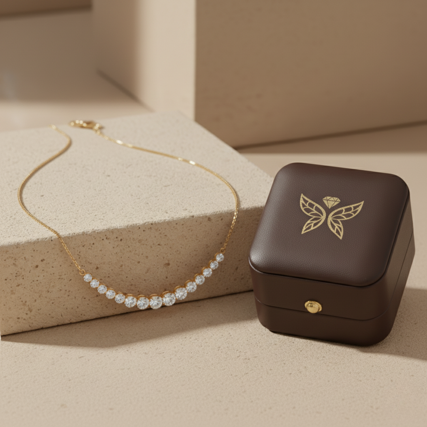 Dainty CVD Diamond Bar Necklace – 925 Silver