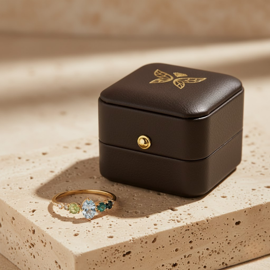 Aquamarine & Tourmaline Diamond Ring – 925 Silver