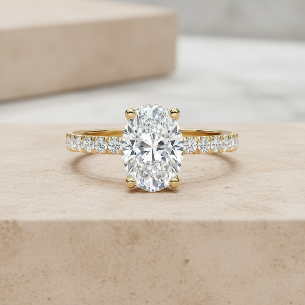 Oval Cut CVD Diamond Ring – 925 Silver