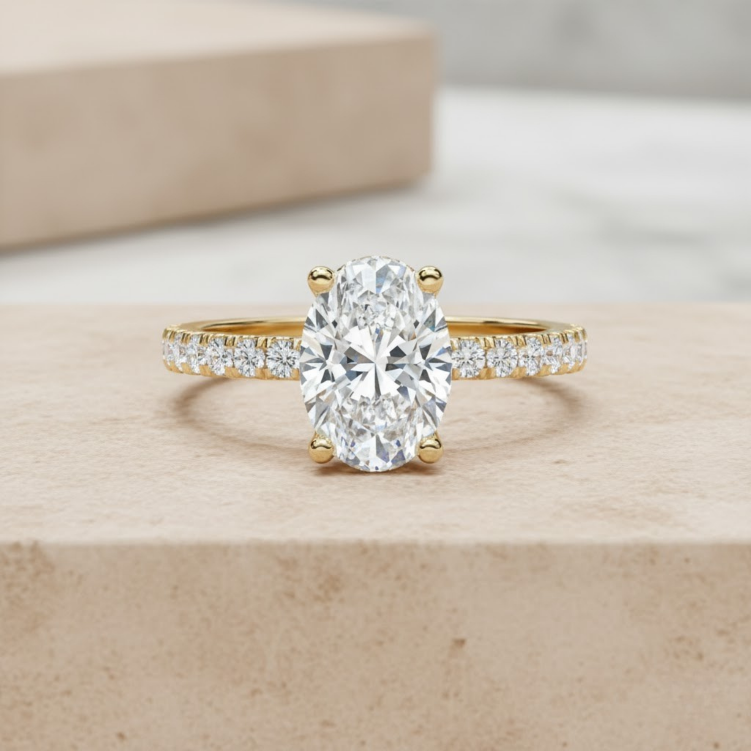 Oval Cut CVD Diamond Ring – 925 Silver