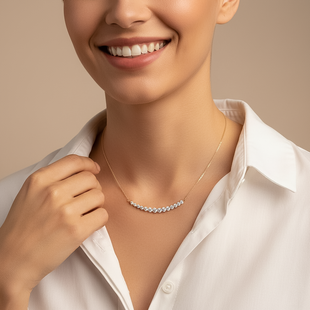 Dainty CVD Diamond Bar Necklace – 925 Silver