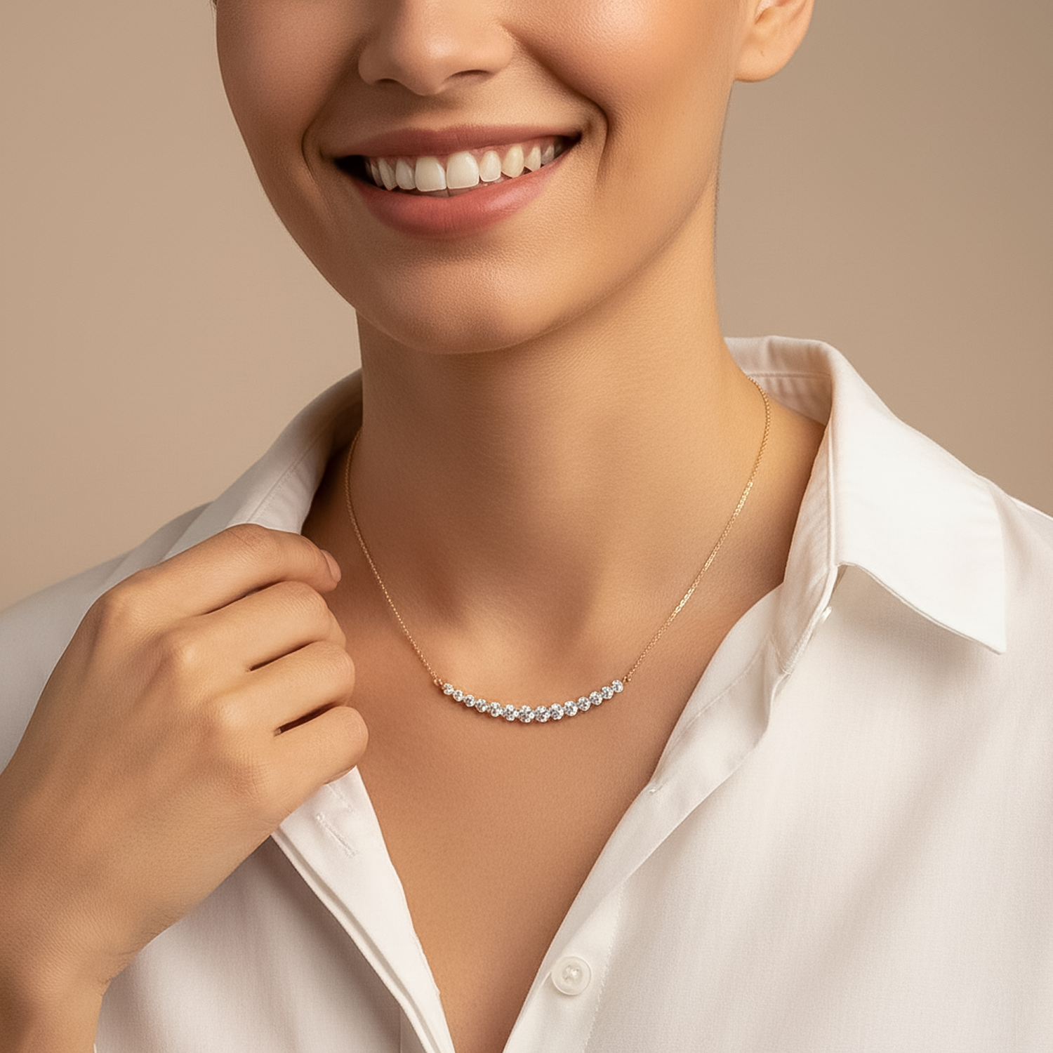 Dainty CVD Diamond Bar Necklace – 925 Silver