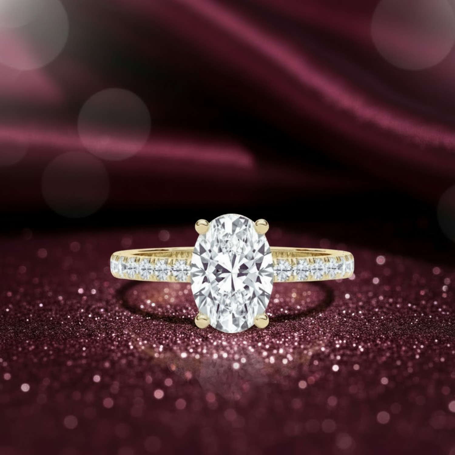 Oval Cut CVD Diamond Ring – 925 Silver