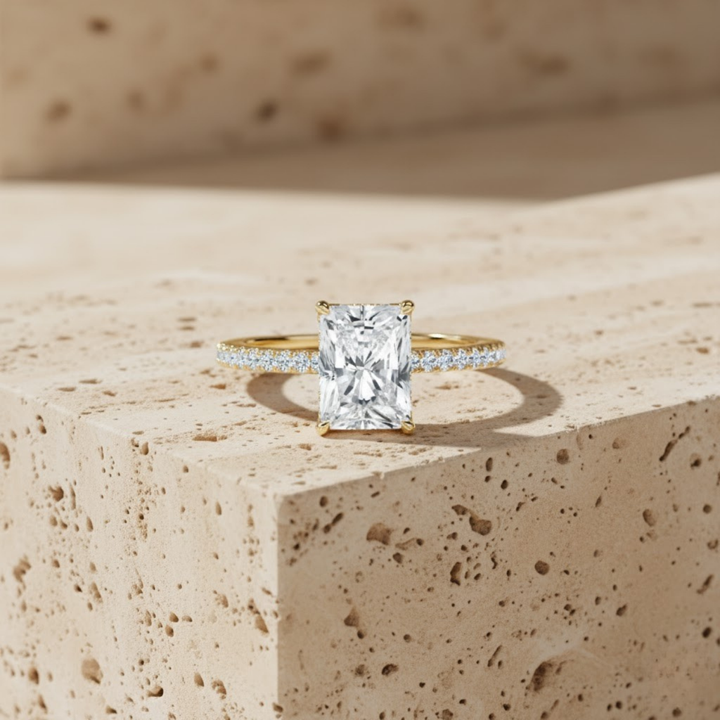 Radiant Cut CVD Diamond Ring – 925 Silver