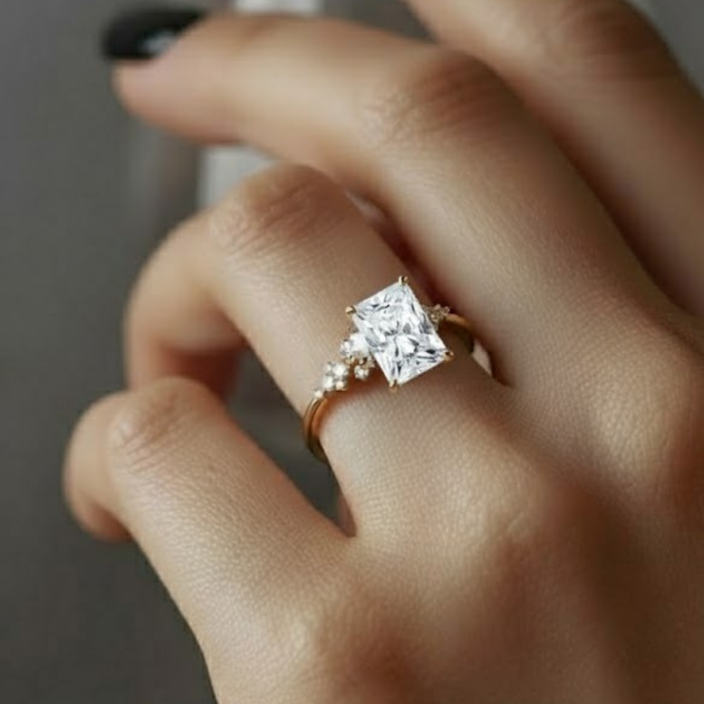 Radiant Cut CVD Diamond Ring – 925 Silver