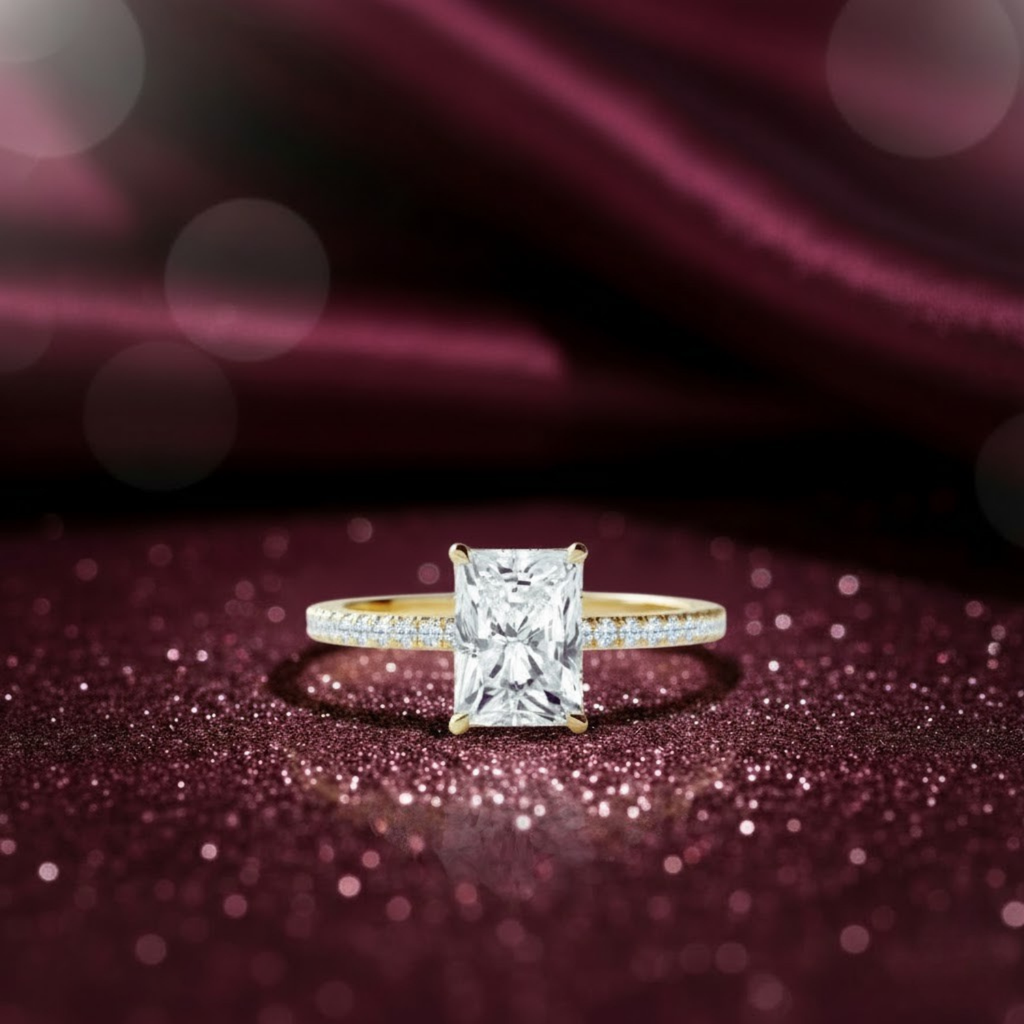 Radiant Cut CVD Diamond Ring – 925 Silver