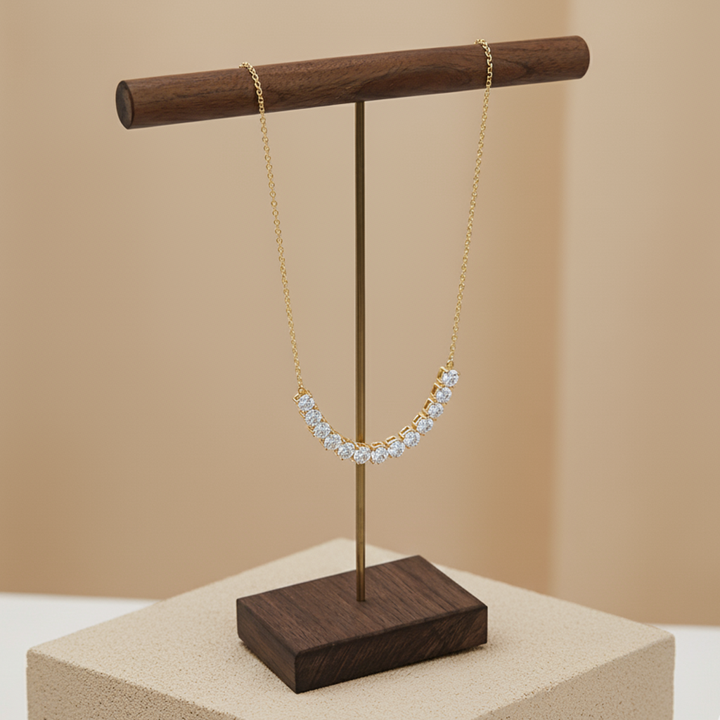 Dainty CVD Diamond Bar Necklace – 925 Silver
