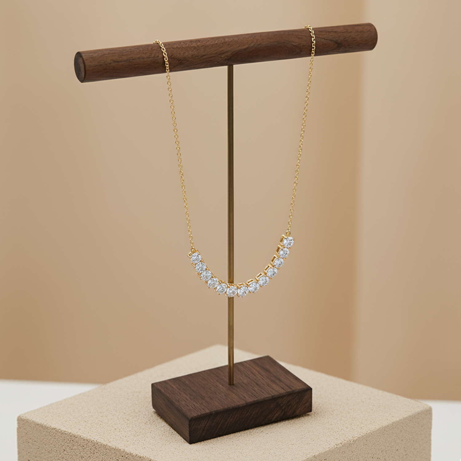 Dainty CVD Diamond Bar Necklace – 925 Silver