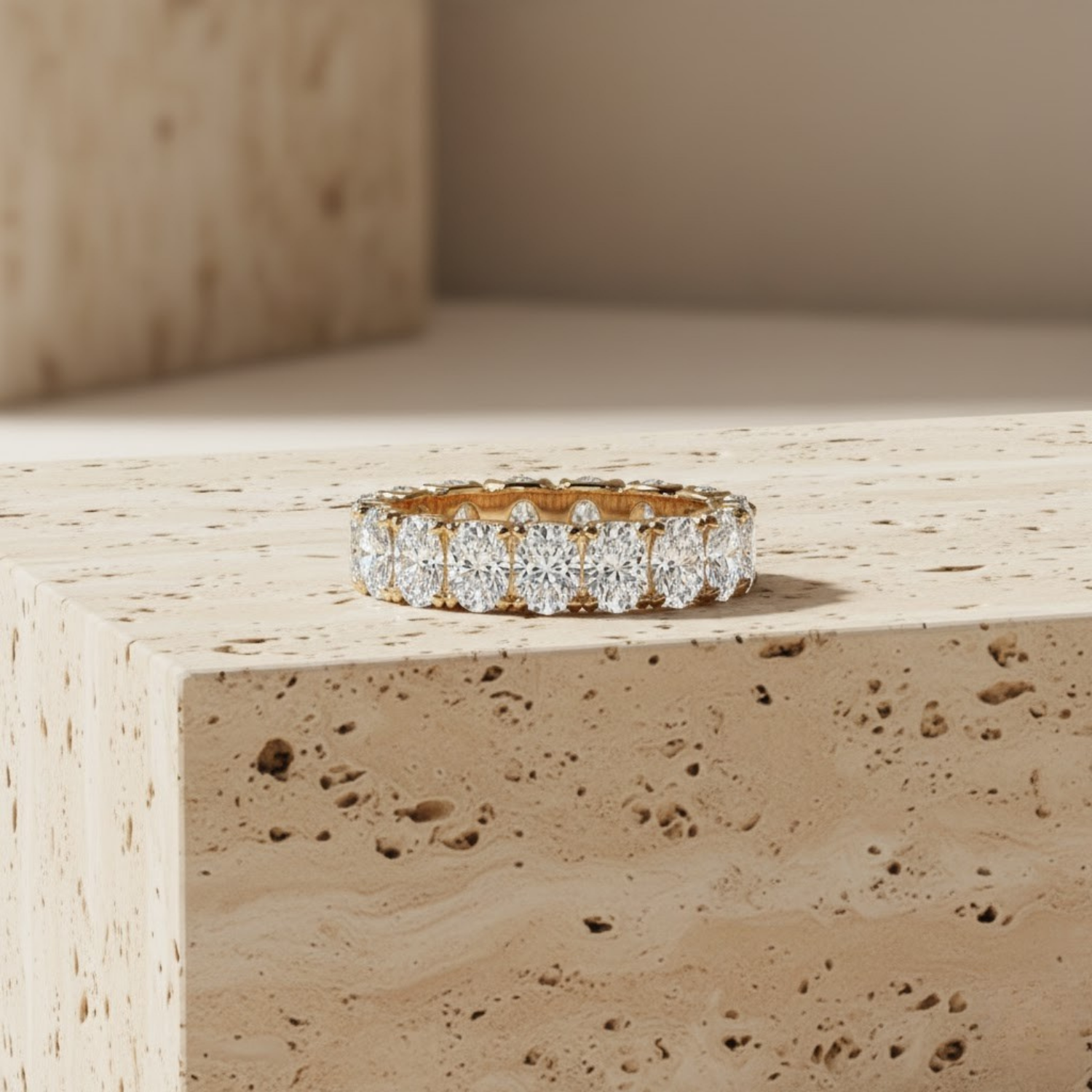 Oval CVD Diamond Eternity Band – 925 Silver