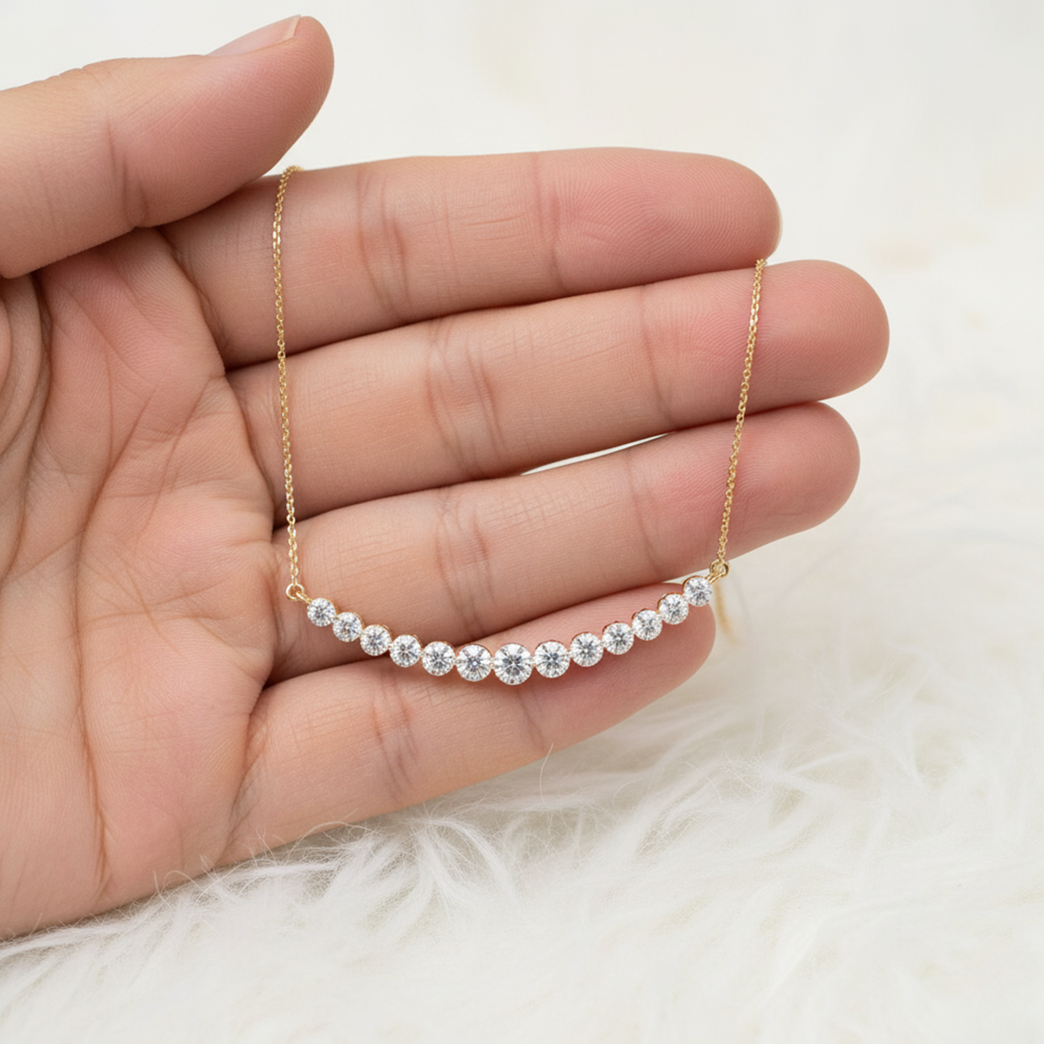 Dainty CVD Diamond Bar Necklace – 925 Silver