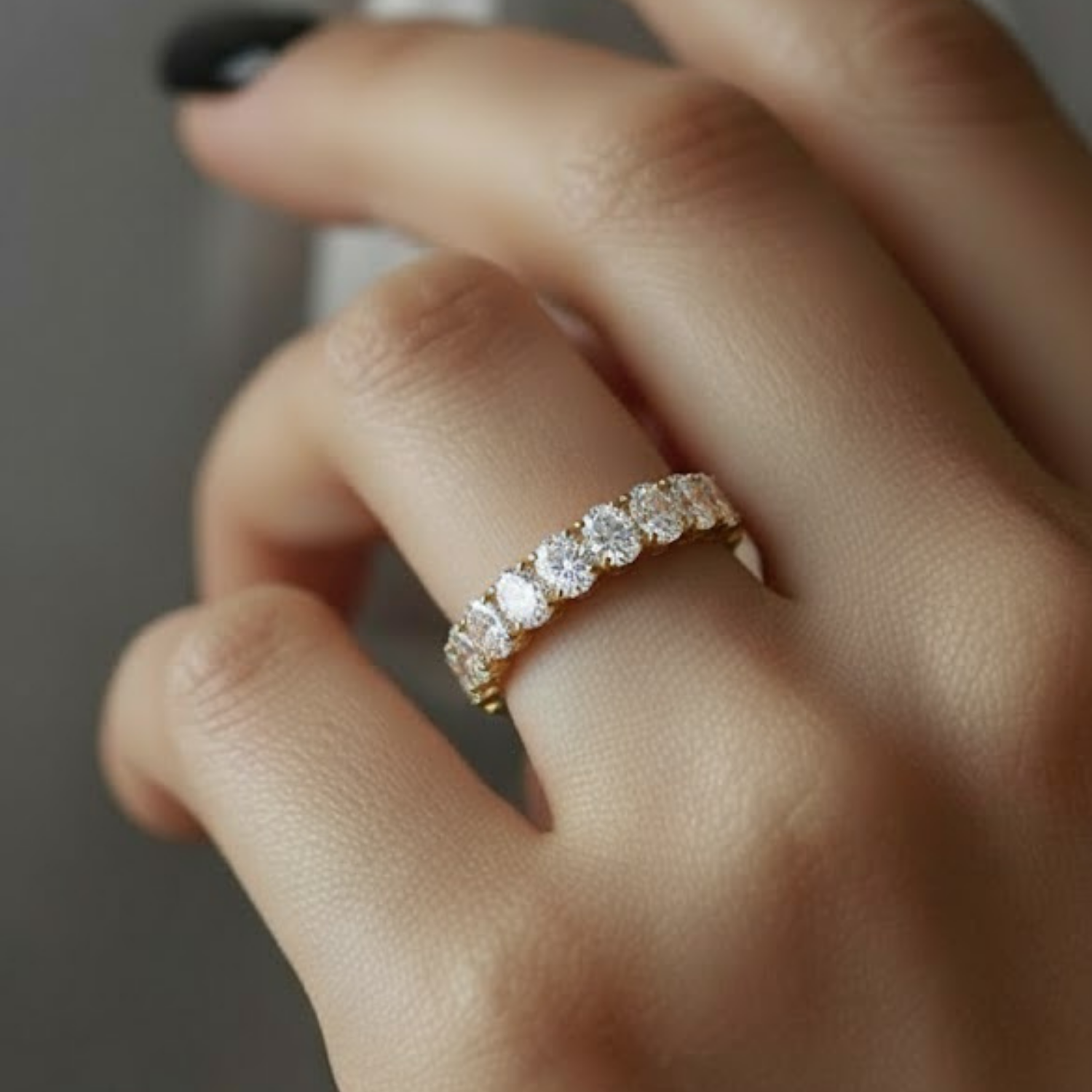 Oval CVD Diamond Eternity Band – 925 Silver