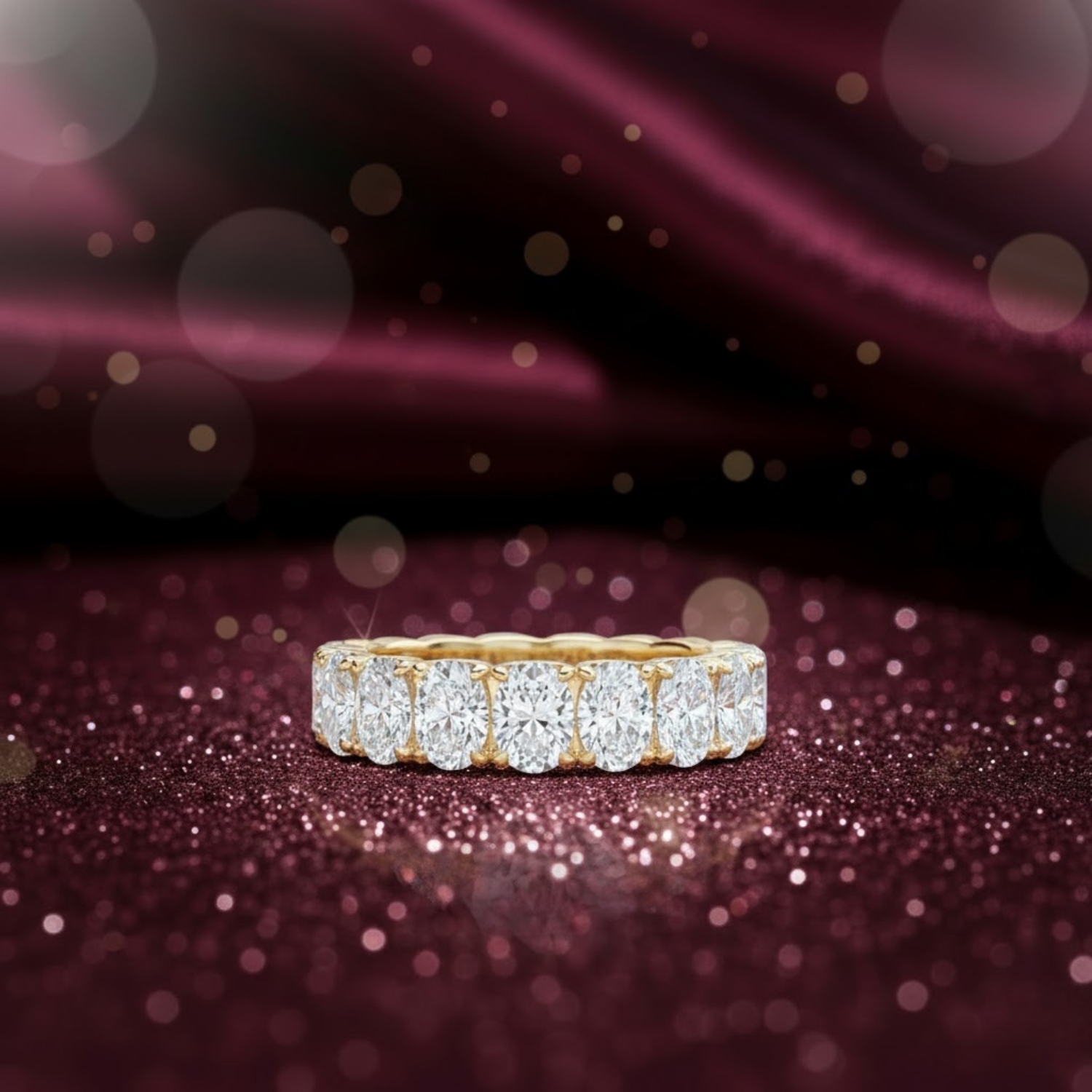 Oval CVD Diamond Eternity Band – 925 Silver