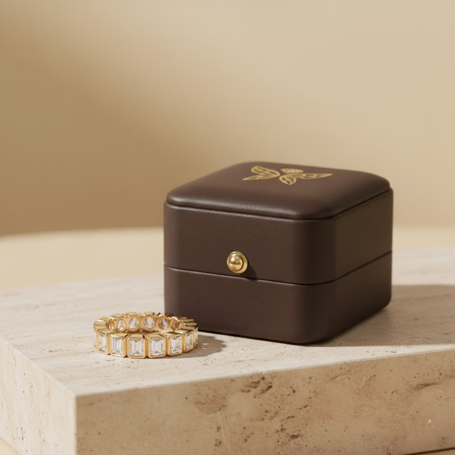 Emerald Cut CVD Diamond Band – 925 Silver