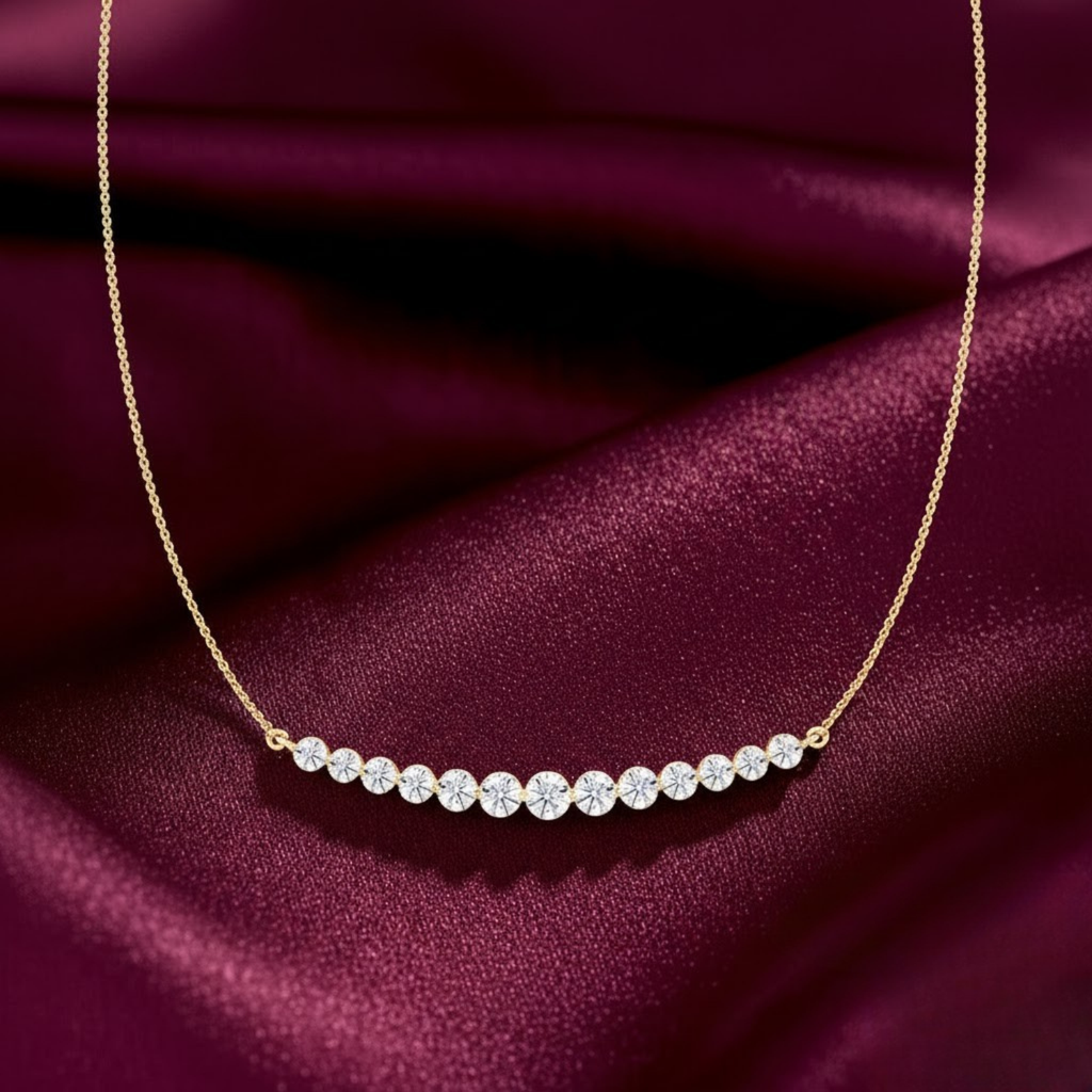 Dainty CVD Diamond Bar Necklace – 925 Silver