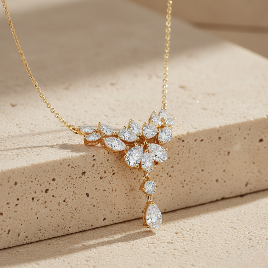 Teardrop CVD Diamond Pendant – 925 Silver