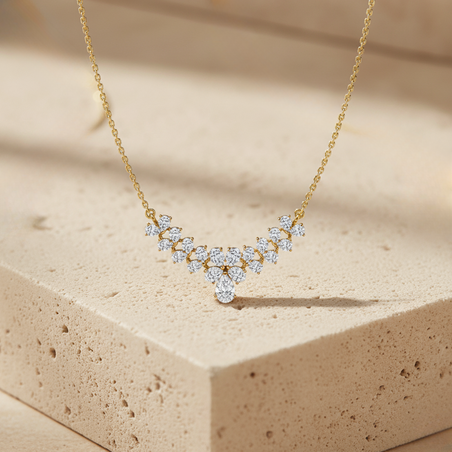 Elegant V-Shape CVD Diamond Necklace – 925 Silver