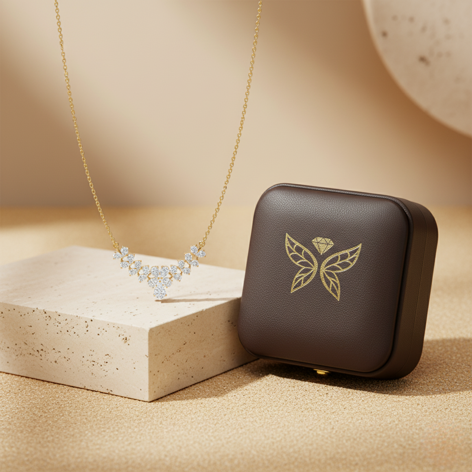 Elegant V-Shape CVD Diamond Necklace – 925 Silver