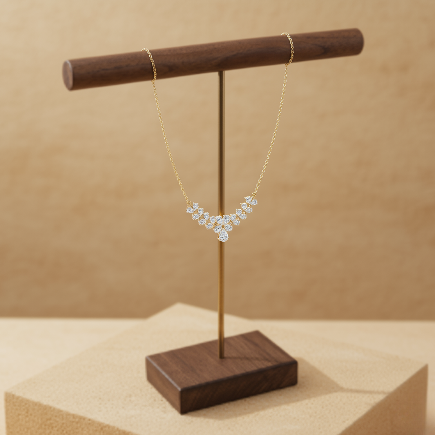 Elegant V-Shape CVD Diamond Necklace – 925 Silver