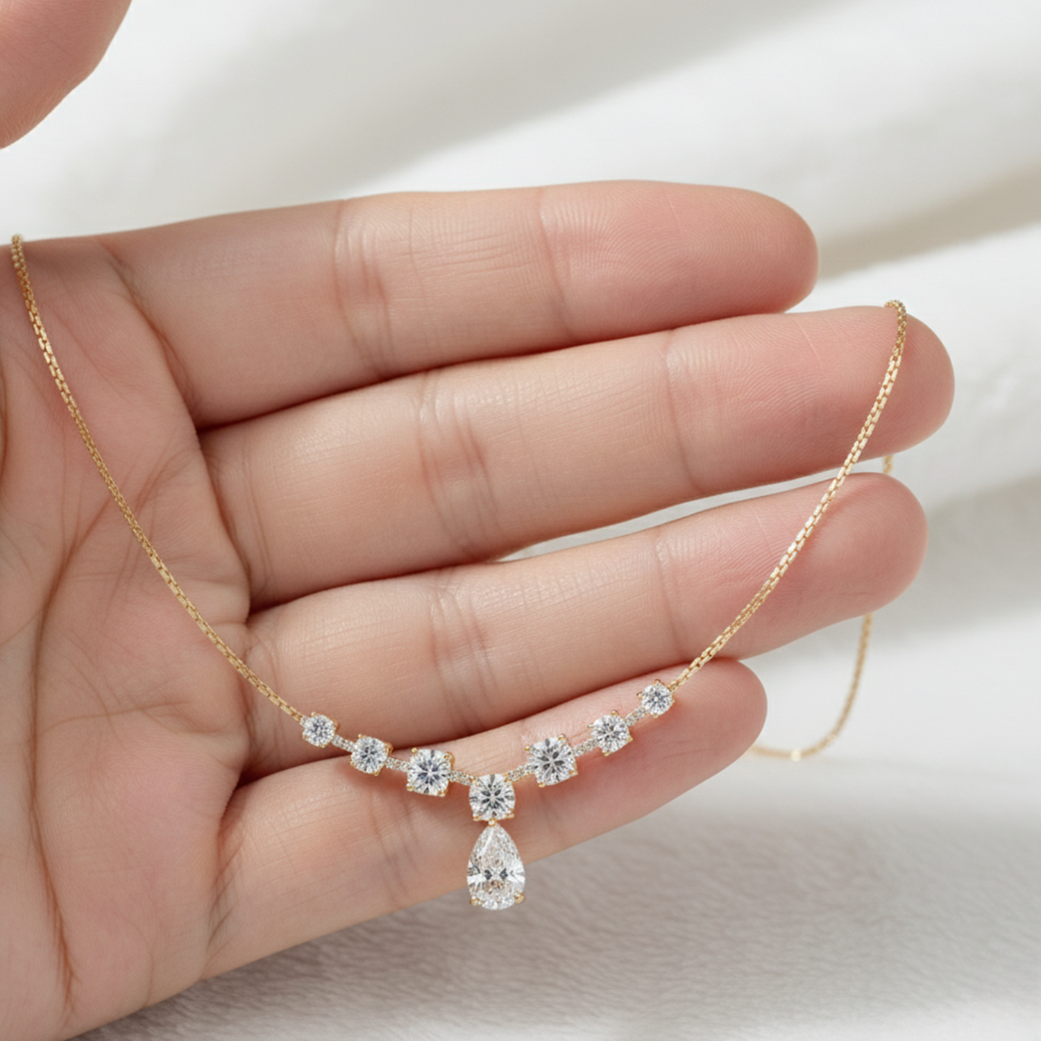 Pear Drop CVD Diamond Necklace – 925 Silver